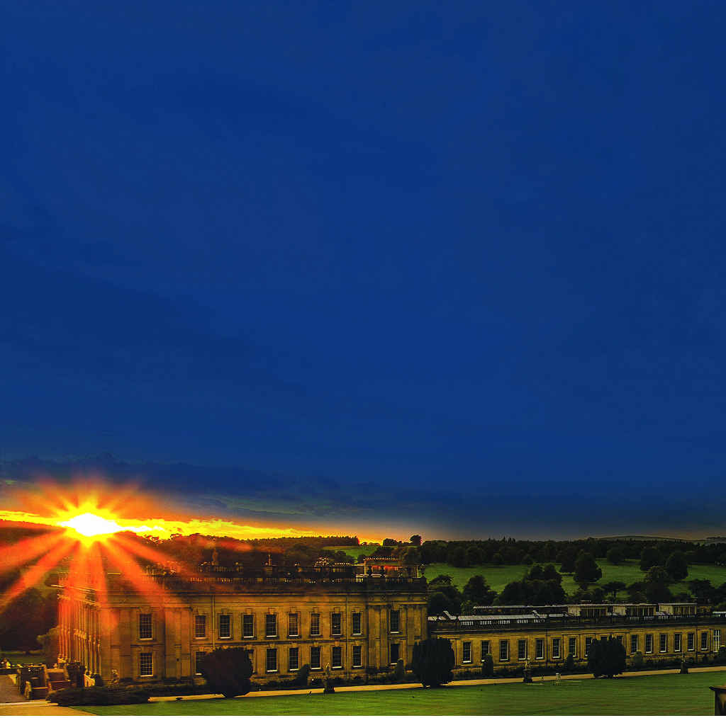 Sunset over Chatsworth House, a 17th century country estate in Derbyshire. BELOW: Part of Hadrian’s Wall.